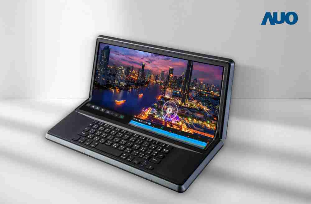 EBpay14.6吋Micro LED折迭显示屏幕，，搭配半径4mm的弯折绞炼，，以及高画素、、、高亮度、、高对比度的显示技术特点，，即便在大视角下仍保有绝佳色相与亮度